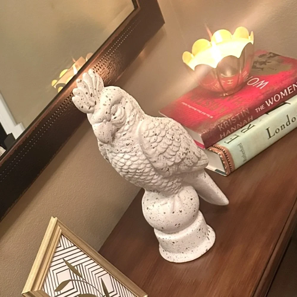 Elegant White Parrot Statue